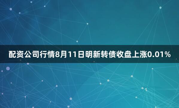 配资公司行情8月11日明新转债收盘上涨0.01%